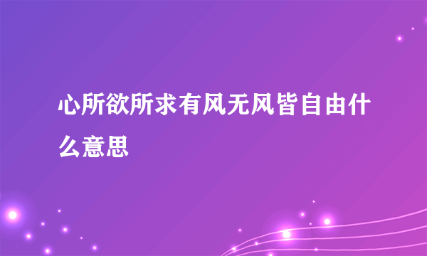 心所欲所求有风无风皆自由什么意思