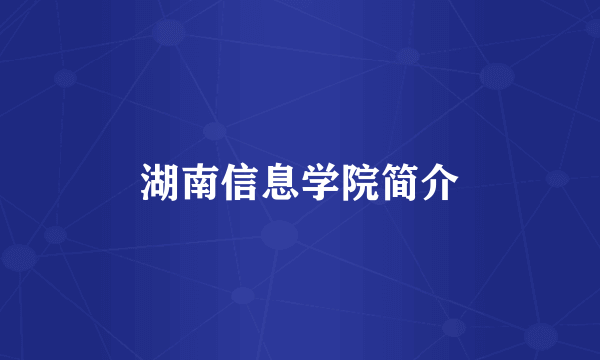 湖南信息学院简介