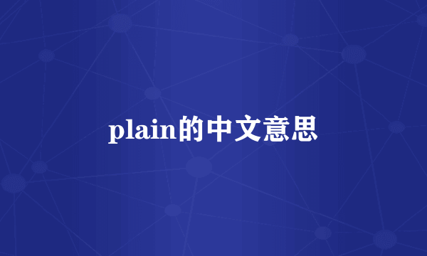 plain的中文意思