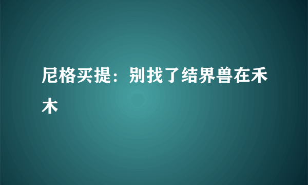尼格买提：别找了结界兽在禾木