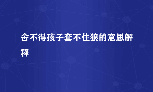 舍不得孩子套不住狼的意思解释