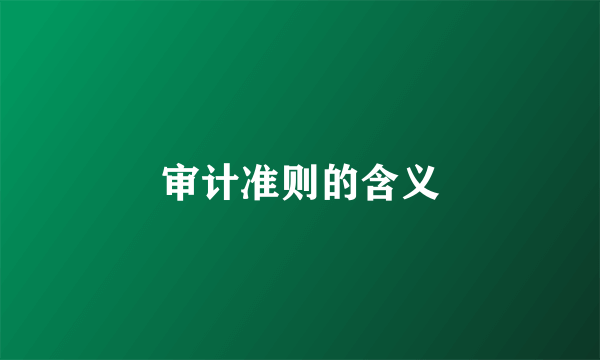 审计准则的含义
