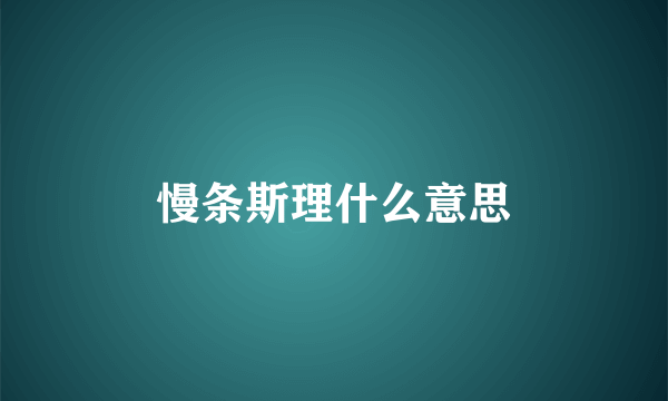 慢条斯理什么意思