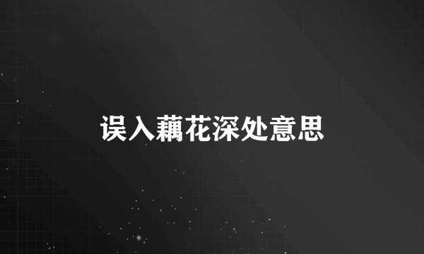 误入藕花深处意思