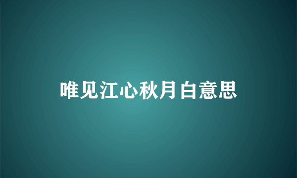 唯见江心秋月白意思
