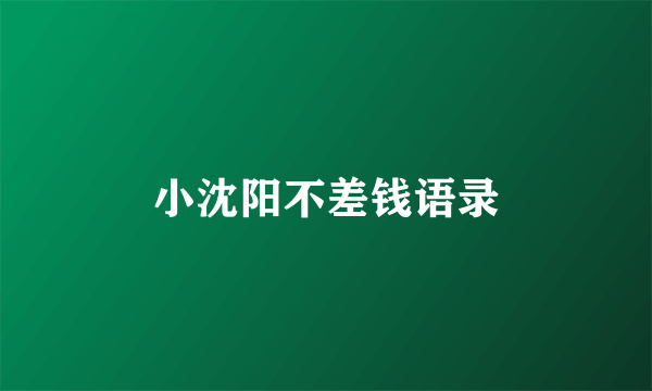 小沈阳不差钱语录