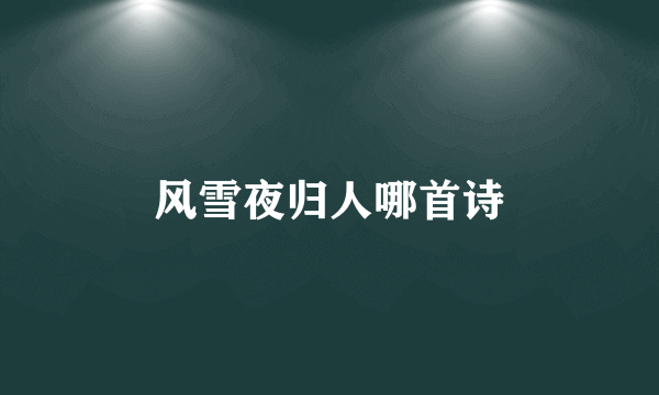 风雪夜归人哪首诗