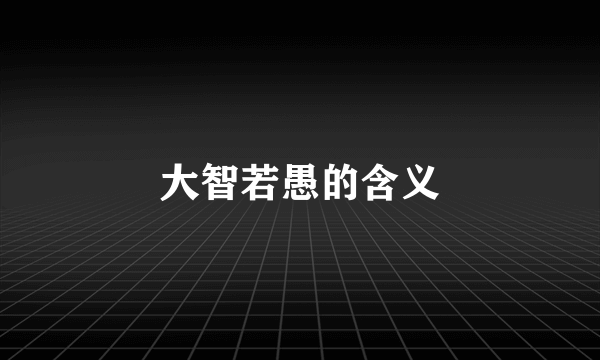 大智若愚的含义