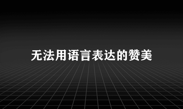 无法用语言表达的赞美