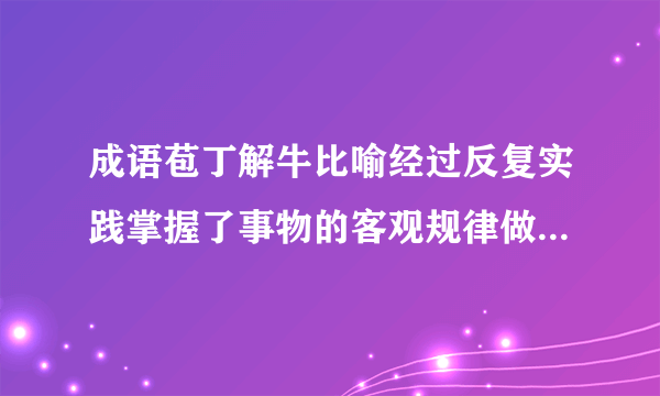 成语苞丁解牛比喻经过反复实践掌握了事物的客观规律做事得心应手运用自如出自