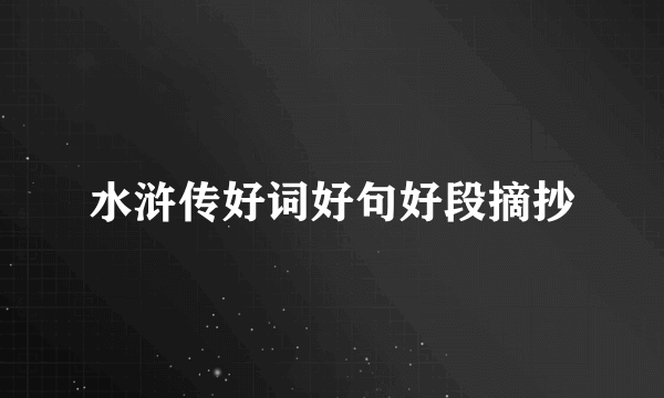 水浒传好词好句好段摘抄