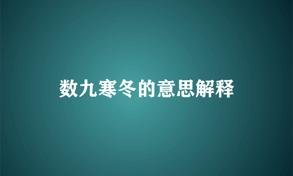 数九寒冬的意思解释