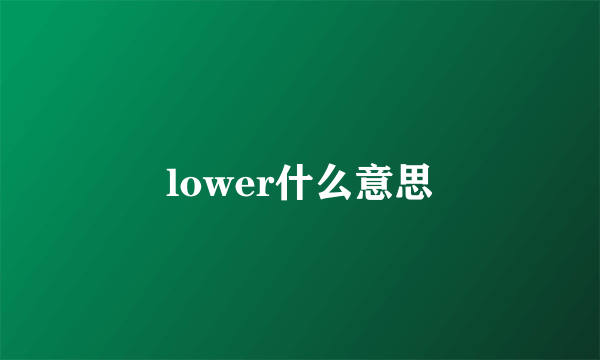 lower什么意思