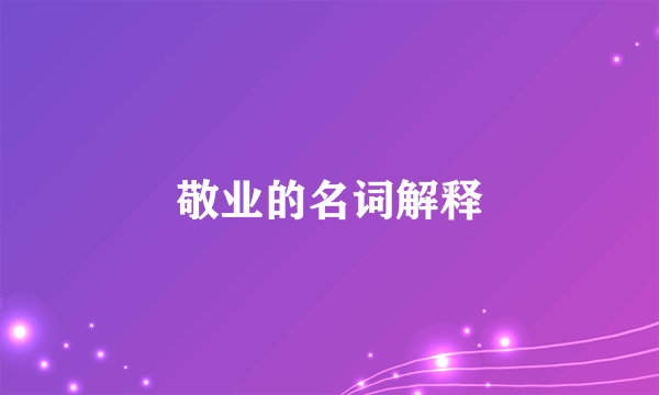 敬业的名词解释