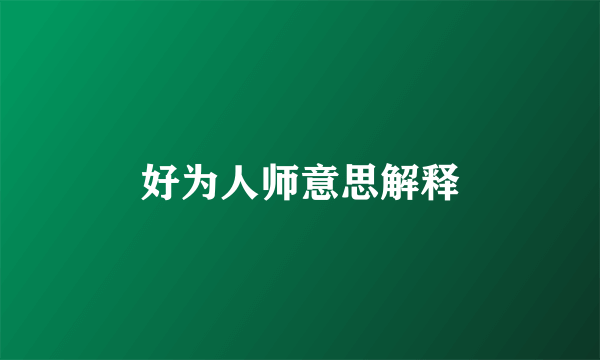 好为人师意思解释