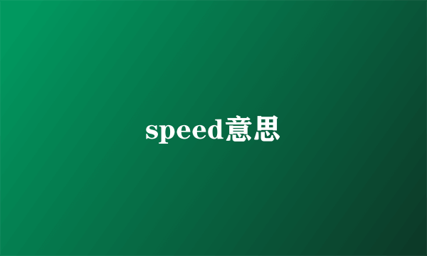 speed意思