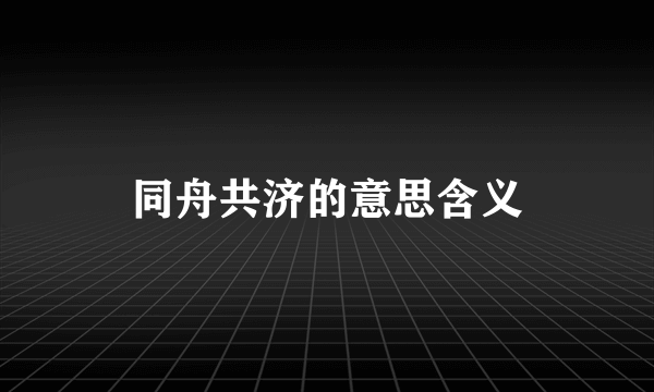 同舟共济的意思含义