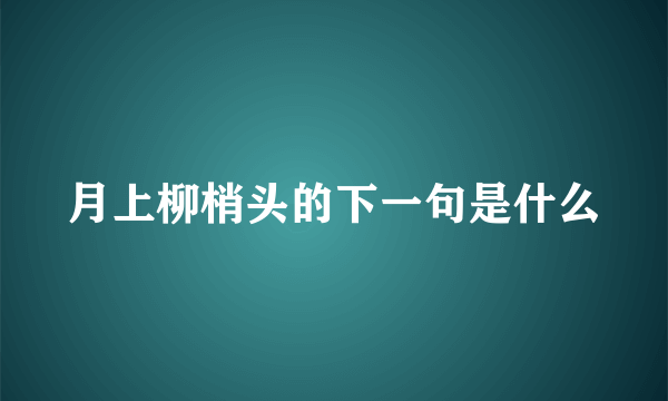 月上柳梢头的下一句是什么