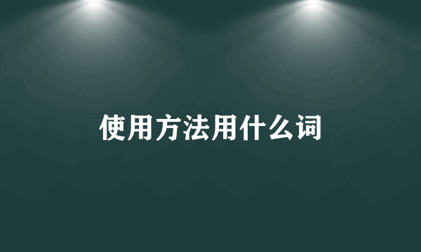 使用方法用什么词