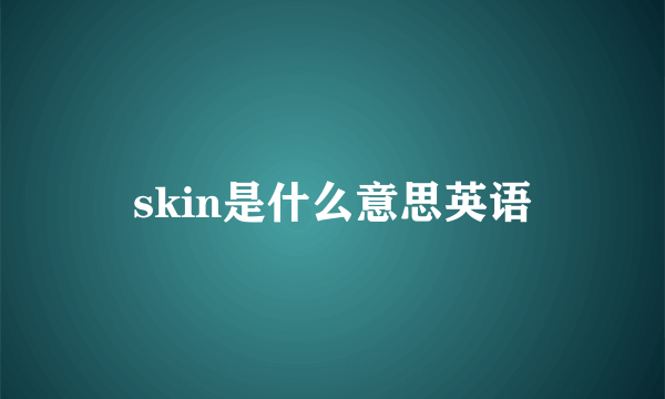 skin是什么意思英语