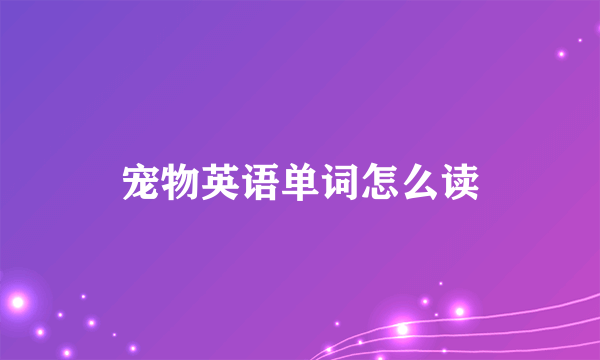 宠物英语单词怎么读