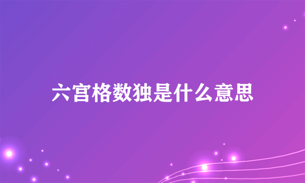 六宫格数独是什么意思
