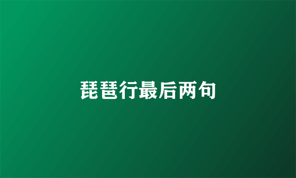 琵琶行最后两句