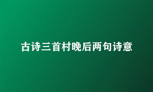 古诗三首村晚后两句诗意