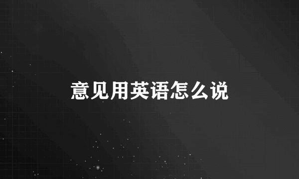 意见用英语怎么说