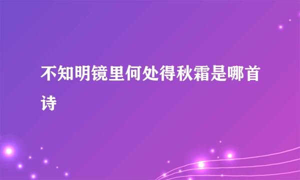 不知明镜里何处得秋霜是哪首诗