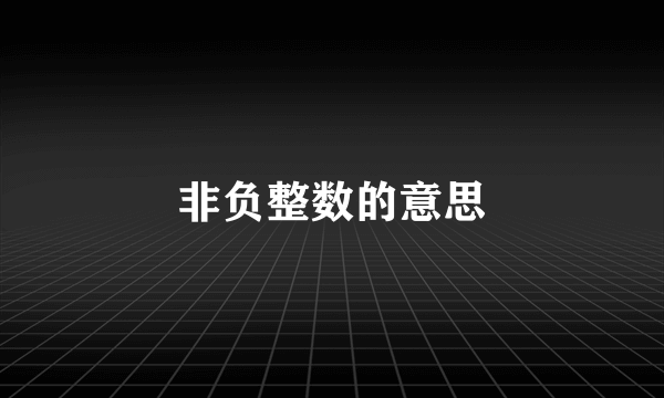 非负整数的意思