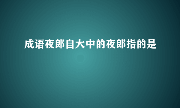 成语夜郎自大中的夜郎指的是