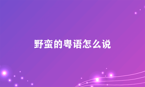 野蛮的粤语怎么说