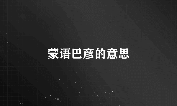 蒙语巴彦的意思