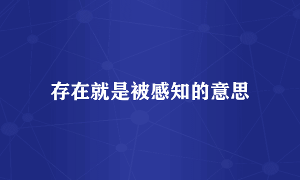 存在就是被感知的意思