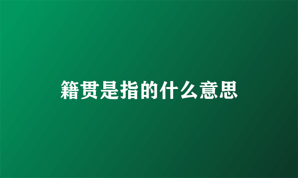 籍贯是指的什么意思
