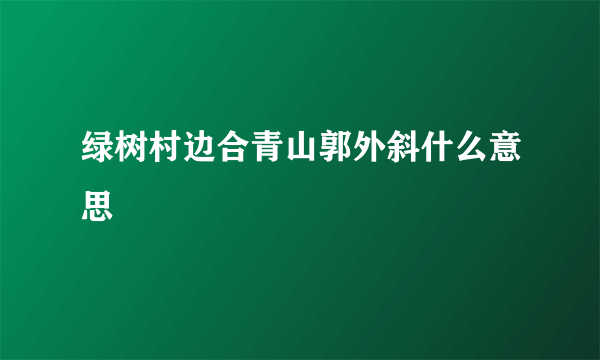 绿树村边合青山郭外斜什么意思