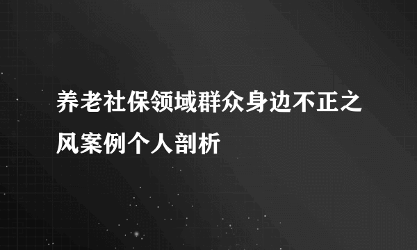 养老社保领域群众身边不正之风案例个人剖析