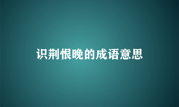 识荆恨晚的成语意思