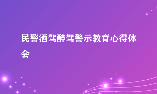民警酒驾醉驾警示教育心得体会