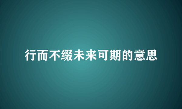 行而不缀未来可期的意思