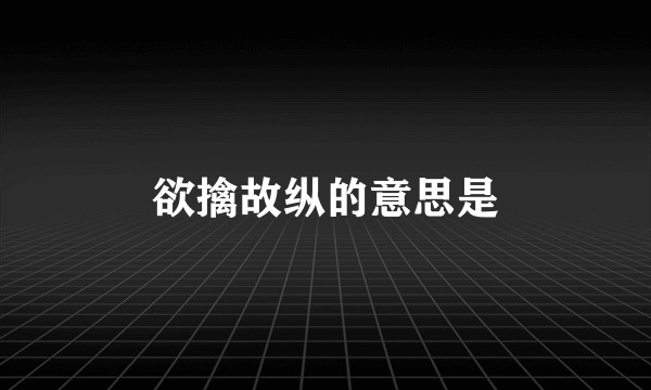 欲擒故纵的意思是