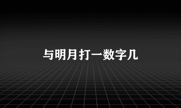 与明月打一数字几