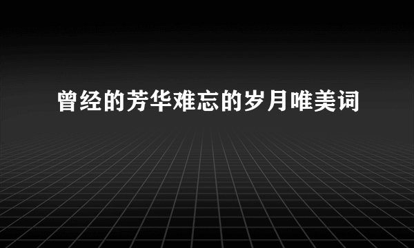 曾经的芳华难忘的岁月唯美词