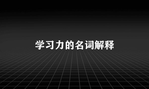 学习力的名词解释