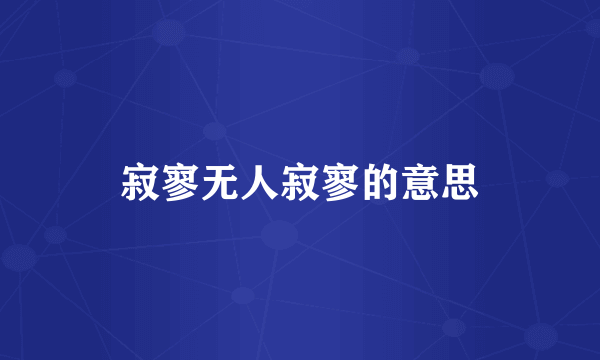 寂寥无人寂寥的意思