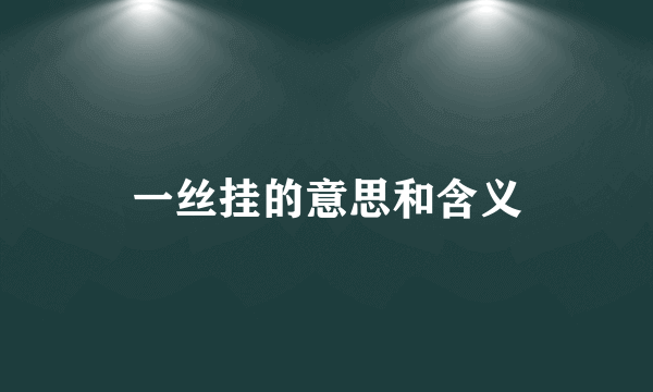 一丝挂的意思和含义