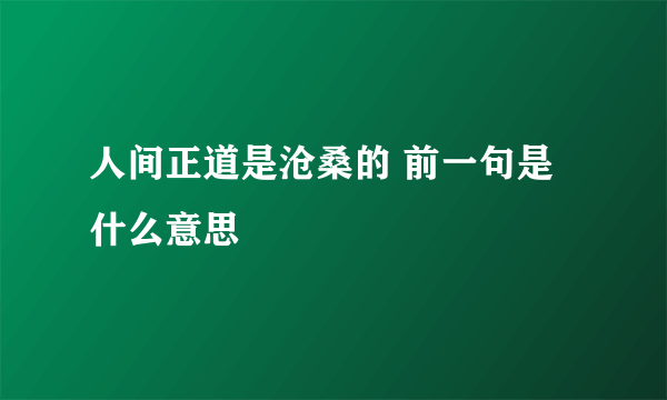 人间正道是沧桑的 前一句是什么意思