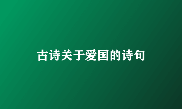 古诗关于爱国的诗句