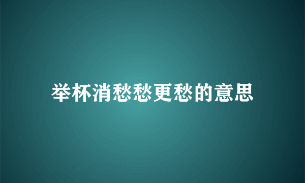举杯消愁愁更愁的意思